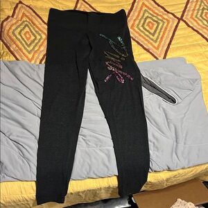 PINK Victoria's Secret Dark Gray Sequin Yoga Leggings Sz M